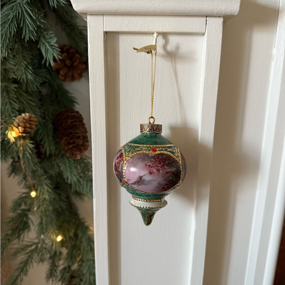 Vintage The Bradford Editions Hummingbird Porcelain Christmas Ornament Set of 2